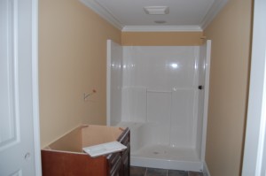 Downstairs Bathroom Cabinetry Installed And Painted